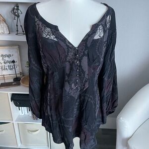 Rebecca Taylor Black Lace Blouse